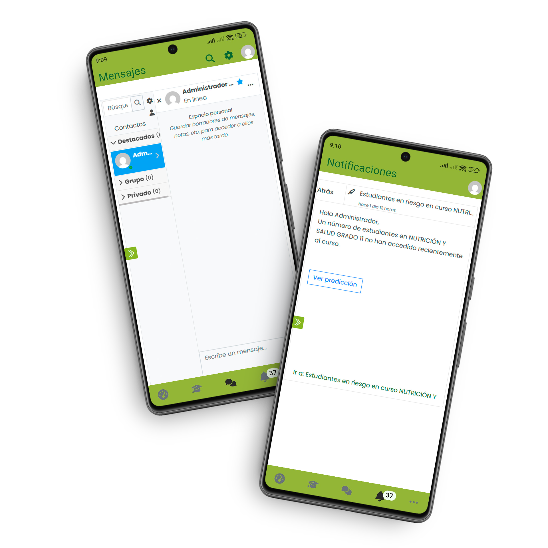 app moodle notificaciones mensajes